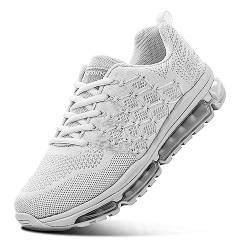 Herren Damen Sportschuhe Air Sneakers Turnschuhe Unisex Laufschuhe Leichtgewichts Walkingschuhe Fitness Shoes Outdoor Schuhe White 43 von Sumateng