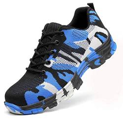 Sumateng Sicherheitsschuhe Herren Damen Arbeitsschuhe Leicht Sportlich Atmungsaktiv Schutzschuhe Stahlkappe Sneaker rutschfeste Sportschutzschuhe 526 Blue46 von Sumateng