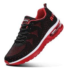 Sumateng Sneaker Damen Air Sportschuhe rutschfest Atmungsaktiv Laufschuhe Luftpolster Turnschuhe Leichte Schuhe Sportschuhe Herren Sneakers 835 BlackRed 46EU von Sumateng