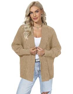 Sumeyuyu Strickjacke Damen Grobstrick Strickmantel Cardigan Damen Herbst Fledermausärmel V-Ausschnitt Casual Open Front Sweater Cardigan Cover Up Outwear von Sumeyuyu