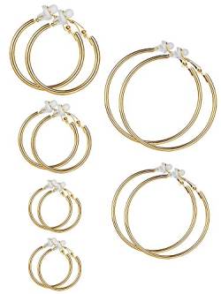 6 Paar Hoop Ohrringe Clip On Ohrringe nicht Piercing Ohrringe Set für Damen und Mädchen, 6 Größen (Gold Farben) von Sumind