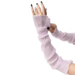 Sumleno Frauen Mesh Sheer Ruched Arm Ärmel Rüschen Saum Fingerlose Handschuhe Fairycore Kostüm Zubehör Tüll Spitze Ärmel, Violett, Einheitsgröße von Sumleno