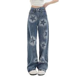 Sumleno Y2K Baggy Jeans Stern Patch Breites Bein Denim Hosen Alt Emo 90er Jahre Grunge Ästhetische Streetwear Vintage Harajuku Y2K Kleidung, A, X-Groß von Sumleno