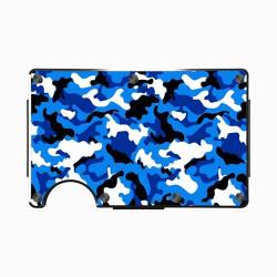 Summer Of "94 Schlanke Geldbörse für Herren – Fronttasche, RFID-blockierend, minimalistische Herren-Geldbörsen – Metalltasche, Organizer, Kreditkartenhalter mit Geldklammer, blau camouflage, von Summer Of "94