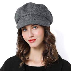 Sumolux Damen Baskenmütze Newsboy Hut Französische Wollmütze Klassische Herbst Frühling Winter Hüte, grau, Einheitsgröße von Sumolux