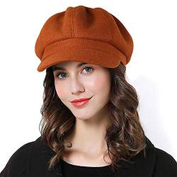 Sumolux Damen Baskenmütze Newsboy Mütze Französische Wolle Kappe Klassische Herbst Frühling Winter Hüte, Orange, Einheitsgröße von Sumolux