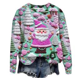 Sumuqi Weihnachts Tshirt Damen Shirt Langarm Tie-Dye Muster Oberteile Lässig Langarmshirt Tee Frau Pullover Weihnachtskleidung Damen Ugly Christmas Sweater Meine Bestellungen Anzeigen Lila S von Sumuqi