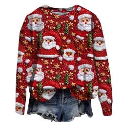 Sumuqi Weihnachts Tshirt Damen Shirt Langarmshirt Grafik Bluse Warme Langarm Blusenshirt Pullover Weihnachtskostüm Damen Top Ugly Christmas Sweater Meine Bestellungen Anzeigen Rot L von Sumuqi