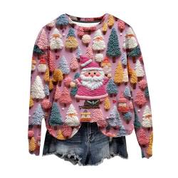 Sumuqi Weihnachtskleidung Damen Sweatshirt Langarmshirt Tie-Dye Shirt Warm Langarm Hemd Tshirts Weihnachtspullover Damen Shirts Ugly Christmas Sweater Meine Bestellungen Anzeigen Rosa L von Sumuqi