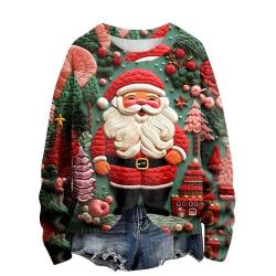 Sumuqi Weihnachtskostüm Damen Pullover Langarm Drucken Oberteile Elegant Langärmlige Bluse Blusenshirt Weihnachtsoutfit Damen Tops Ugly Christmas Sweater Meine Bestellungen Anzeigen Rot XXL von Sumuqi