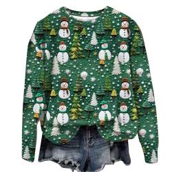 Sumuqi Weihnachtskostüm Damen Sweatshirt Langarmshirt Drucken Bluse Fashion Langarm Hemd Pullover Weihnachtskleidung Damen T-Shirt Ugly Christmas Sweater Meine Bestellungen Anzeigen Grün L von Sumuqi