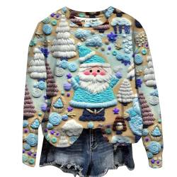 Sumuqi Weihnachtskostüm Damen T-Shirt Langärmelige Tie-Dye Oberteile Sexy Langärmlige Shirt Frau Tee Weihnachtskleidung Damen Hemd Ugly Christmas Sweater Meine Bestellungen Anzeigen Blau L von Sumuqi