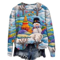 Sumuqi Weihnachtskostüm Damen T-Shirt Langärmliges Tie-Dye Shirts Vintage Langarm Tunika Frauen Oberteil Weihnachtspullover Damen Hemd Ugly Christmas Sweater Meine Bestellungen Anzeigen Blau S von Sumuqi