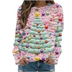 Sumuqi Weihnachtsoutfit Damen Shirt Langarmshirt Print Hemd Elegant Langärmelige Oberteil Frauen Weihnachtspullover Damen Tuniken Ugly Christmas Sweater Meine Bestellungen Anzeigen Rosa L von Sumuqi