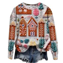 Sumuqi Weihnachtspullover Damen T-Shirt Langärmlige Tie-Dye Blusen Warm Langärmeliges Kleidung Hemd Weihnachtskleidung Damen Bluse Ugly Christmas Sweater Meine Bestellungen Anzeigen Braun S von Sumuqi