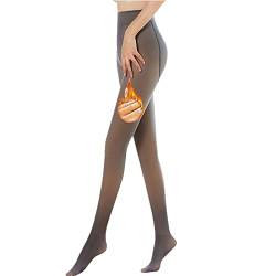 Sumvov Strumpfhosen Damen Winter S/M/L, Thermo Strumpfhose gefüttert, Gefälschte Durchscheinend Plüschstrümpfe Pantyhose Wärmende Fleece Strumpfhose (Schwarz-Dickem Fleecefutter, L) von Sumvov