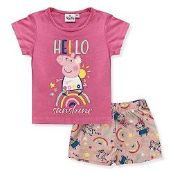 Peppa Wutz Pig Hello Sunshine Schlafanzug Pyjama Kurzarm 2 TLG. für Mädchen (as3, Numeric, Numeric_110, Regular, Pink) von Sun CIty