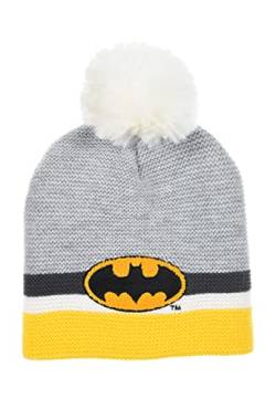 Batman Kinder Jungen Winter-Mütze Bommelmütze, Farbe:Grau, Größe:52 von Sun City