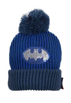 Batman Kinder Jungen Winter-Mütze Bommelmütze (Blau, 54) von Sun City