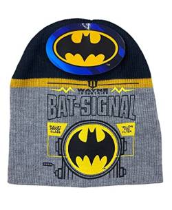 Batman Kinder Jungen Winter-Set Winter-Mütze und Handschuhe, Farbe:Grau, Größe:52 (grau, 52) von Sun City