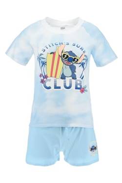 Sun City Disney Lilo und Stitch - Stitch Surf Club Pyjama mit kurzen Ärmeln und Shorts aus Baumwolle für Damen, blau, XL von Sun City
