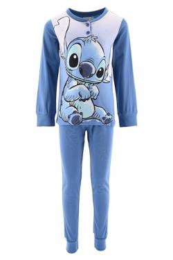 Disney Stitch Schlafanzug mit langen Ärmeln und Hose aus Baumwolle für Mädchen und Jungen, hellblau, 10 Jahre von Sun City