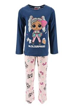 L.O.L. Surprise! Kinder Schlafanzug Mädchen Pyjama Langarmshirt Langarm T-Shirt + Schlafhose, Farbe:Dunkel-Blau, Größe Kids:110 von Sun City