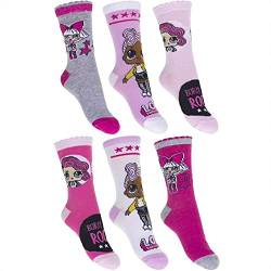 Lol Surprise Sechs Paar Rosa Socken für Mädchen (Größe 31-34 EU) von Sun City