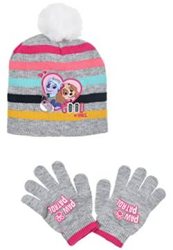 Paw Patrol Skye Everest Kinder Winter Set 2 tlg. Mütze & Handschuhe Mädchen, Farbe:Grau, Größe:54 von Sun City