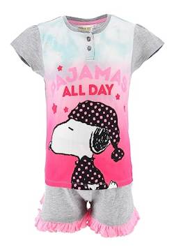 Peanuts Snoopy Mädchen Pyjama Kurzarm Schlafanzug, Farbe:Grau, Größe Kids:116 von Sun City
