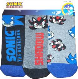 Set Von 3 Paar Kurze Socken Sonic, Kinder Baumwolle Socken, (Grau, 23-27) von Sun City