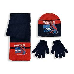 Spider-Man Jungen Winter-Set Kinder Mütze, Schal und Handschuhe von Sun City