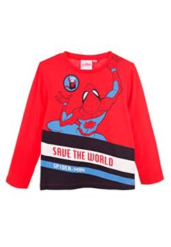 Spider-Man Kinder Jungen Langarmshirt Longsleeve Langarm T-Shirt, Farbe:Rot, Größe Kids:128 von Sun City