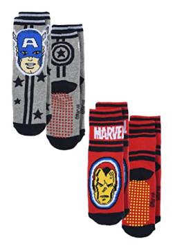 Sun City Avengers Captain America Ironman Kinder Jungen Socken 2 Paar Gumminoppen Stopper-Socken Strümpfe, Größe:23/26 von Sun City