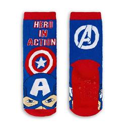 Sun-City Avengers Captain America Ironman Kinder Jungen Socken 2 Paar Gumminoppen Stopper-Socken Strümpfe (23/26, numeric_23) von Sun-City