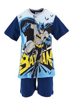 Sun City Batman Kinder Jungen Schlafanzug Shorty Kurzarm Pyjama 2 TLG, Farbe:Blau, Größe Kids:104 von Sun City