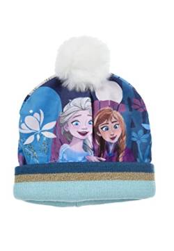 Sun City Frozen - Die Eiskönigin ELSA Anna Kinder Mädchen Winter-Mütze Bommelmütze, Farbe:Blau, Größe:54 von Sun City