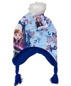 Sun City Frozen - Die Eiskönigin ELSA Anna Kinder Mädchen Winter-Mütze Strick Bommelmütze, Farbe:Blau, Größe:52 von Sun City