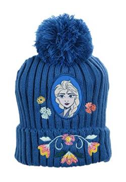 Sun City Frozen - Die Eiskönigin ELSA Kinder Mädchen Winter-Mütze Strick Bommelmütze, Farbe:Blau, Größe:54 von Sun City