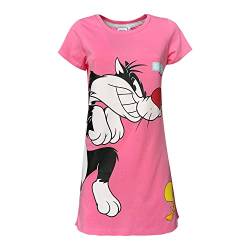 Sun City Looney Tunes Schlafanzug Nachthemd für Damen, Katze Silvester und Tweety Baumwolle 5445, Rosa, S von Sun City