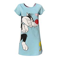 Sun City Looney Tunes Schlafanzug Nachthemd für Damen, Katze Silvester und Tweety Baumwolle 5445, himmelblau, M von Sun City