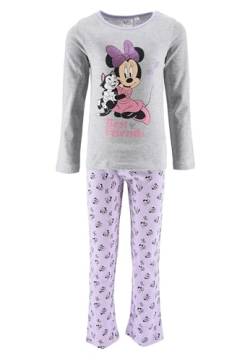 Sun City Minnie Mouse Kinder Mädchen Schlafanzug Kinder Pyjama Langarm Shirt + Schlaf-Hose, Farbe:Grau, Größe Kids:128 von Sun City