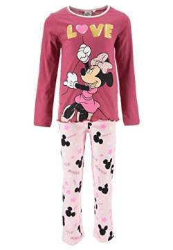 Sun City Minnie Mouse Kinder Mädchen Schlafanzug Kinder Pyjama Langarm Shirt + Schlaf-Hose, Farbe:Rosa, Größe Kids:98 von Sun City