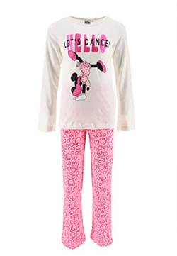 Sun City Minnie Mouse Kinder Mädchen Schlafanzug Kinder Pyjama Langarm Shirt + Schlaf-Hose (128, Weiß) von Sun City