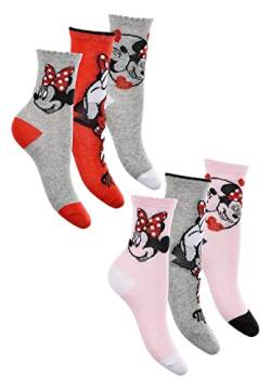 Sun-City Minnie Mouse Kinder Mädchen Socken 6 Paar Strümpfe Paket Set (31/34) von Sun-City