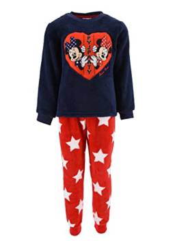 Sun City Minnie Mouse Kinder Mädchen Winter Fleece Schlafanzug Kinder Pyjama Langarm-Shirt mit Schlaf-Hose, Farbe:Dunkel-Blau, Größe Kids:128 von Sun City