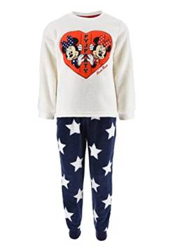 Sun City Minnie Mouse Kinder Mädchen Winter Fleece Schlafanzug Kinder Pyjama Langarm-Shirt mit Schlaf-Hose, Farbe:Weiß, Größe Kids:116 von Sun City