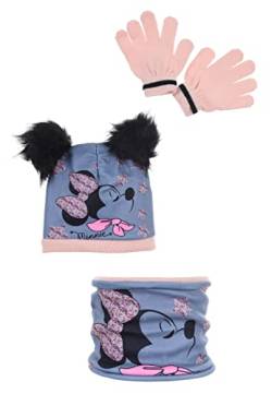 Sun City Minnie Mouse Kinder Winter Set 3 tlg. Mütze, Handschuhe und Schal Mädchen, Farbe:Grau, Größe:52 von Sun City