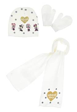 Sun City Minnie Mouse Kinder Winter Set 3 tlg. Mütze, Handschuhe und Schal Mädchen, Farbe:Weiß, Größe:48 von Sun City