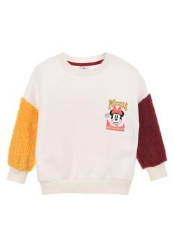 Sun City Minnie Mouse Sweatshirt Pullover Langarm Oberteil mit Sherpa Ärmeln, Farbe:Weiß, Größe Kids:128 von Sun City